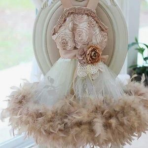 Girls Chocolate and Champagne Feather Dress